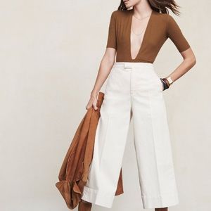 Reformation Deep V Camel Bodysuit -L